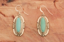 Genuine Campitos Turquoise Sterling Silver Navajo Earrings